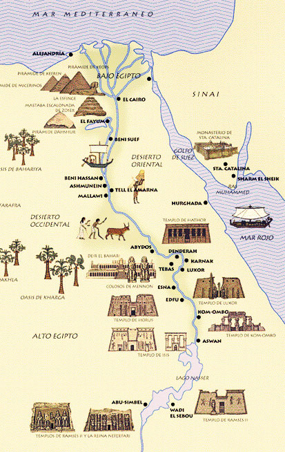 mapa del valle del Nilo, Egipto