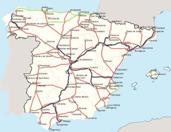 mapa de trenes de España