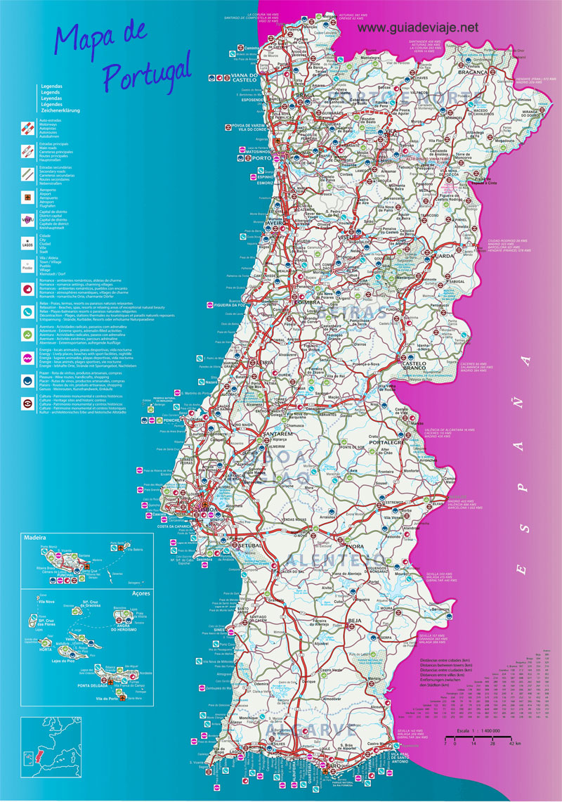 mapa de carreteras de Portugal