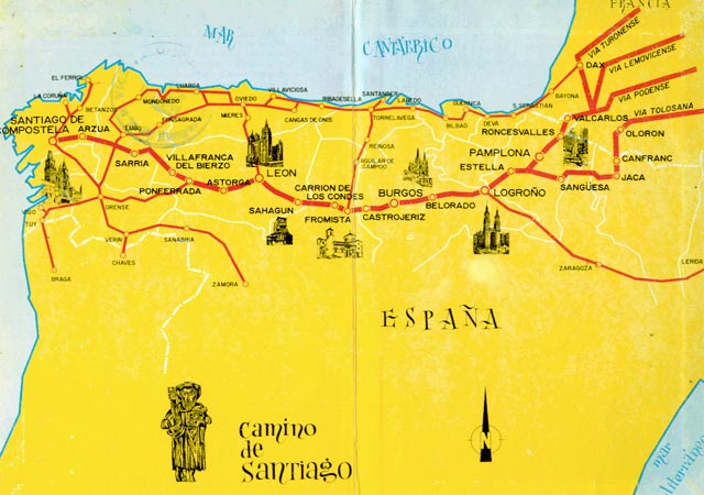mapa del camino de Santiago