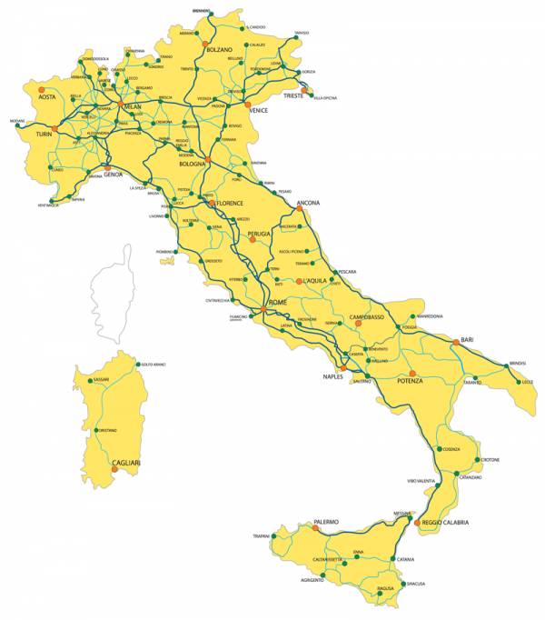 mapa ferriviario italiano